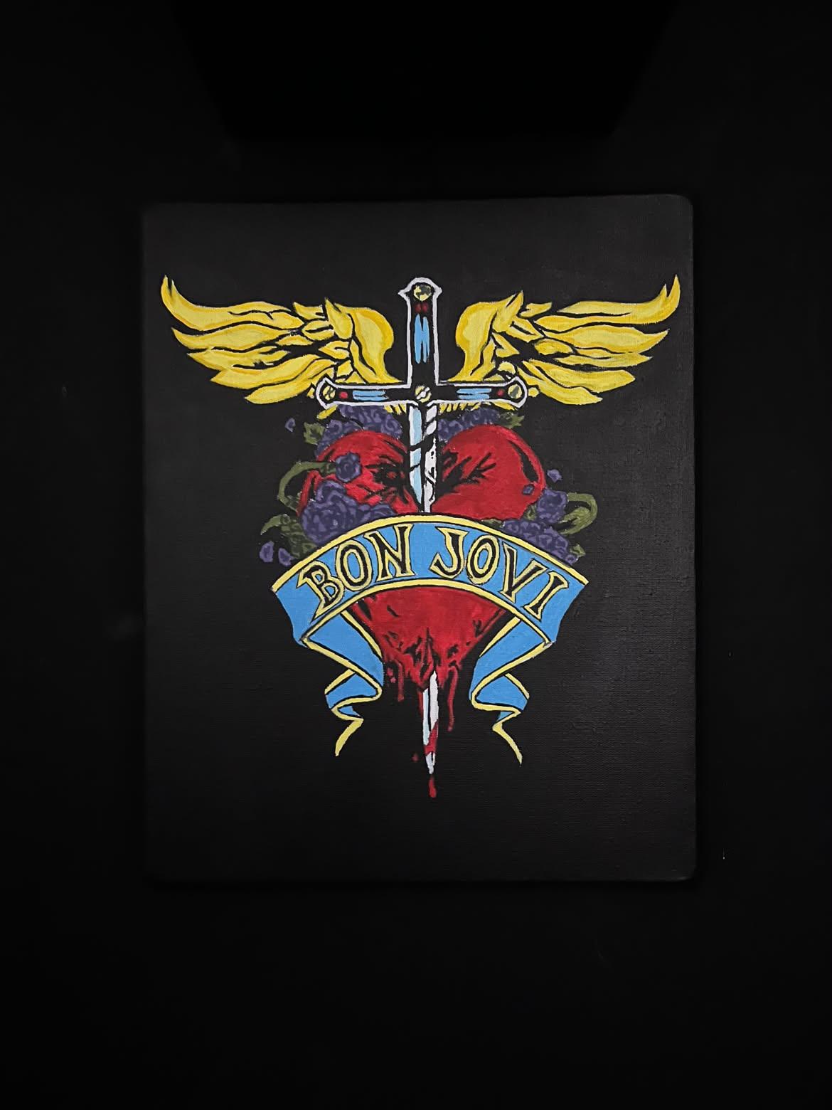 Cuadro Rock Alado con corazón, espada y alas
